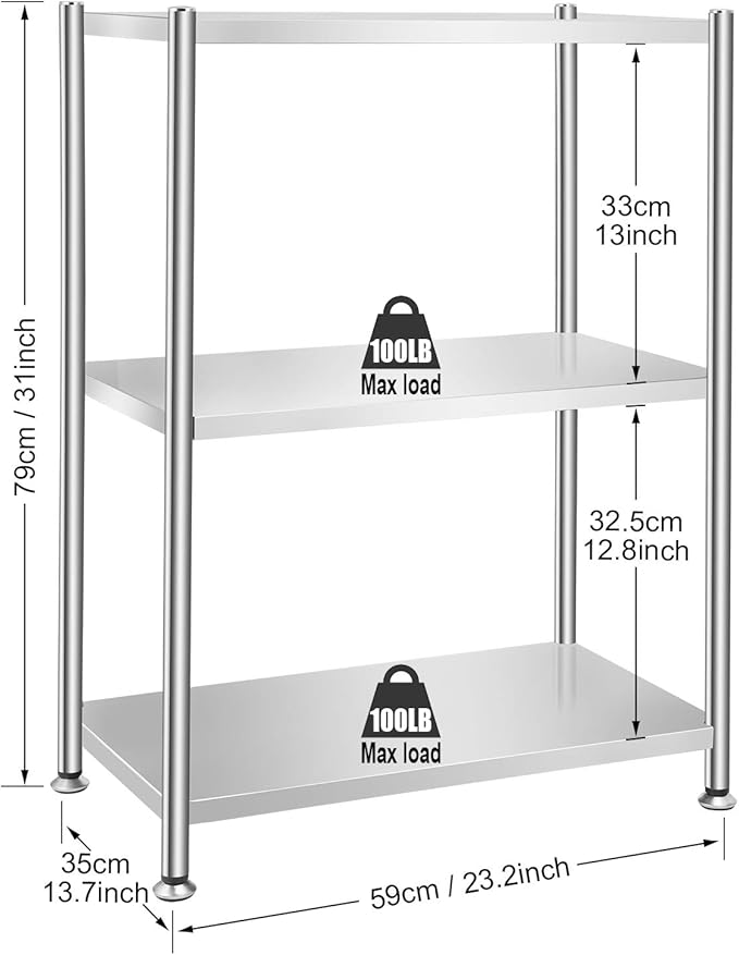 3-Tier Shelf 79×59×35 cm