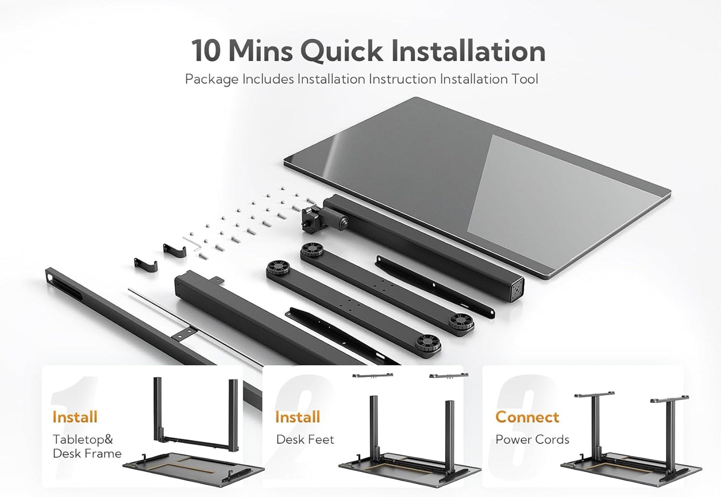 Glass Standing Desk 100×60 cm Black