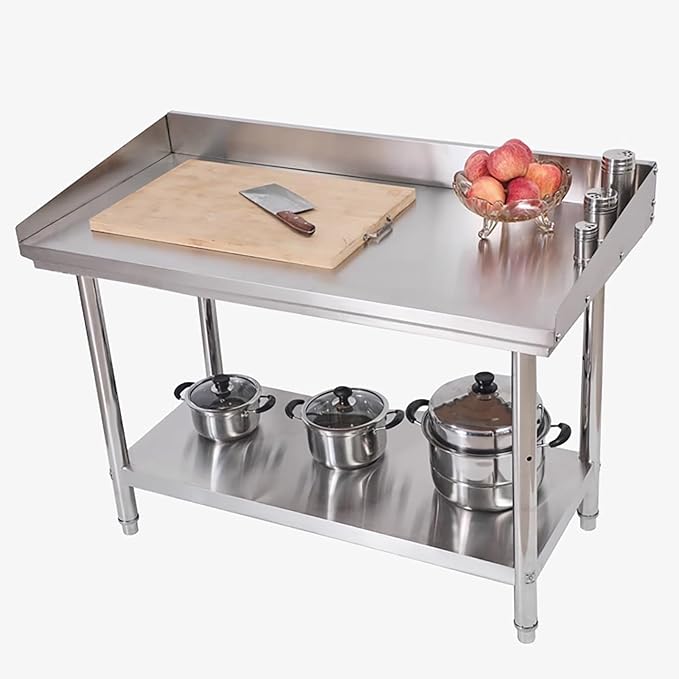 Steel Prep Table with 2 Shelves