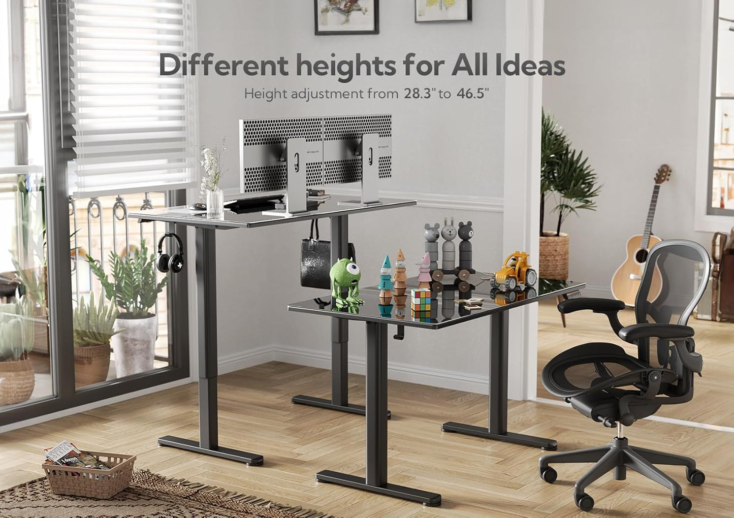Glass Standing Desk 100×60 cm Black