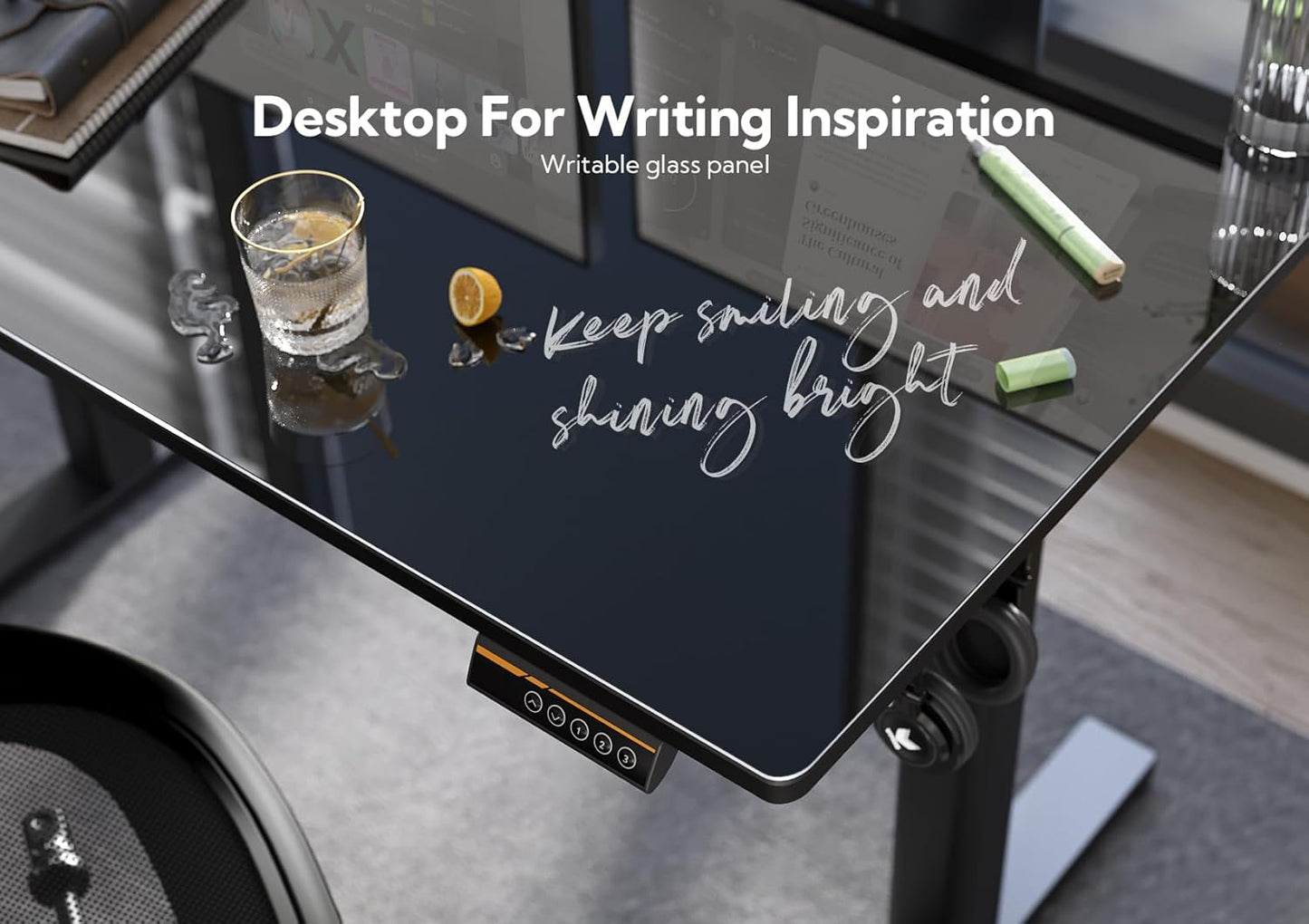 Glass Standing Desk 100×60 cm Black