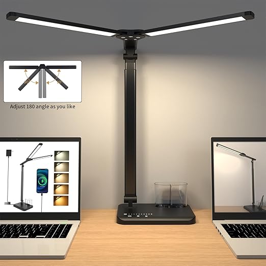 LED Desk Lamp Dual Heads 15W Black