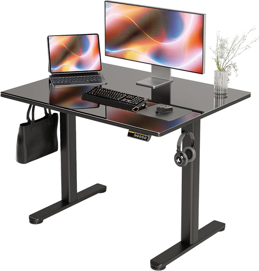 Glass Standing Desk 100×60 cm Black