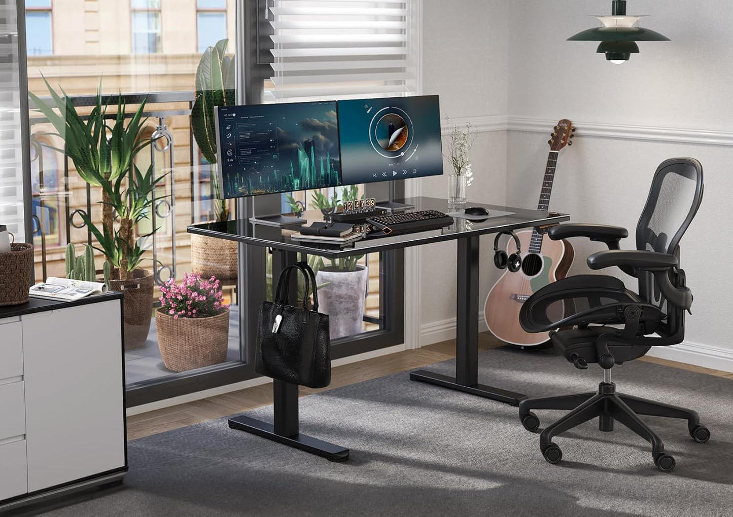 Glass Standing Desk 100×60 cm Black