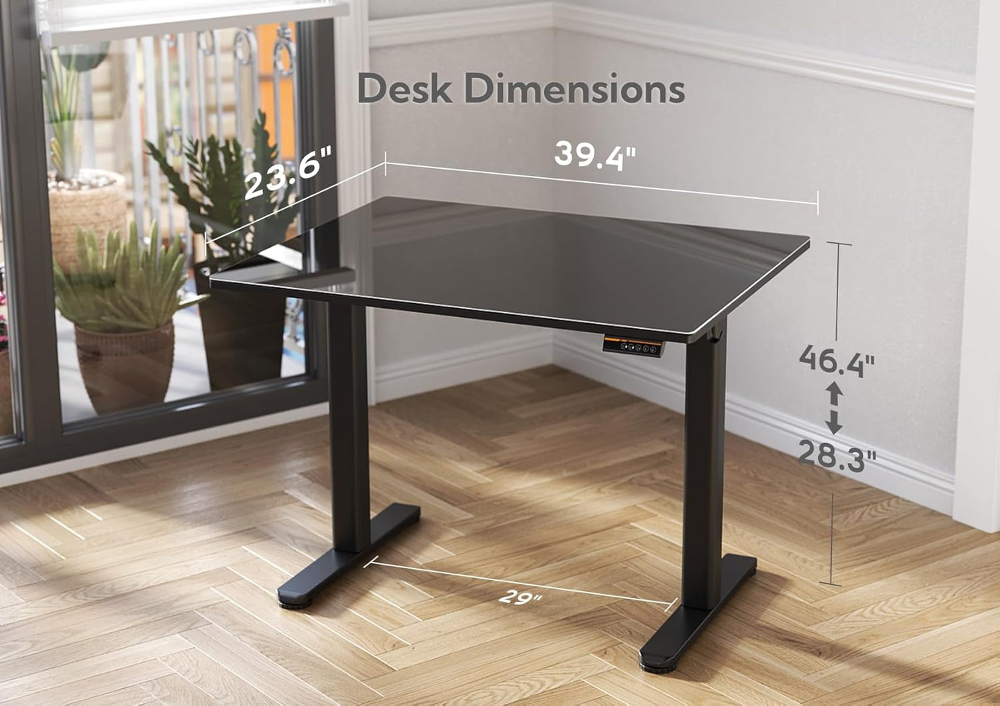 Glass Standing Desk 100×60 cm Black