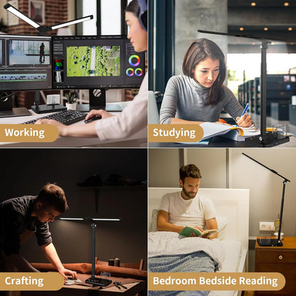 LED Desk Lamp Dual Heads 15W Black