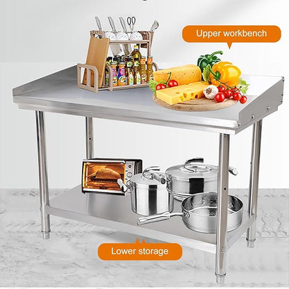 Steel Prep Table with 2 Shelves