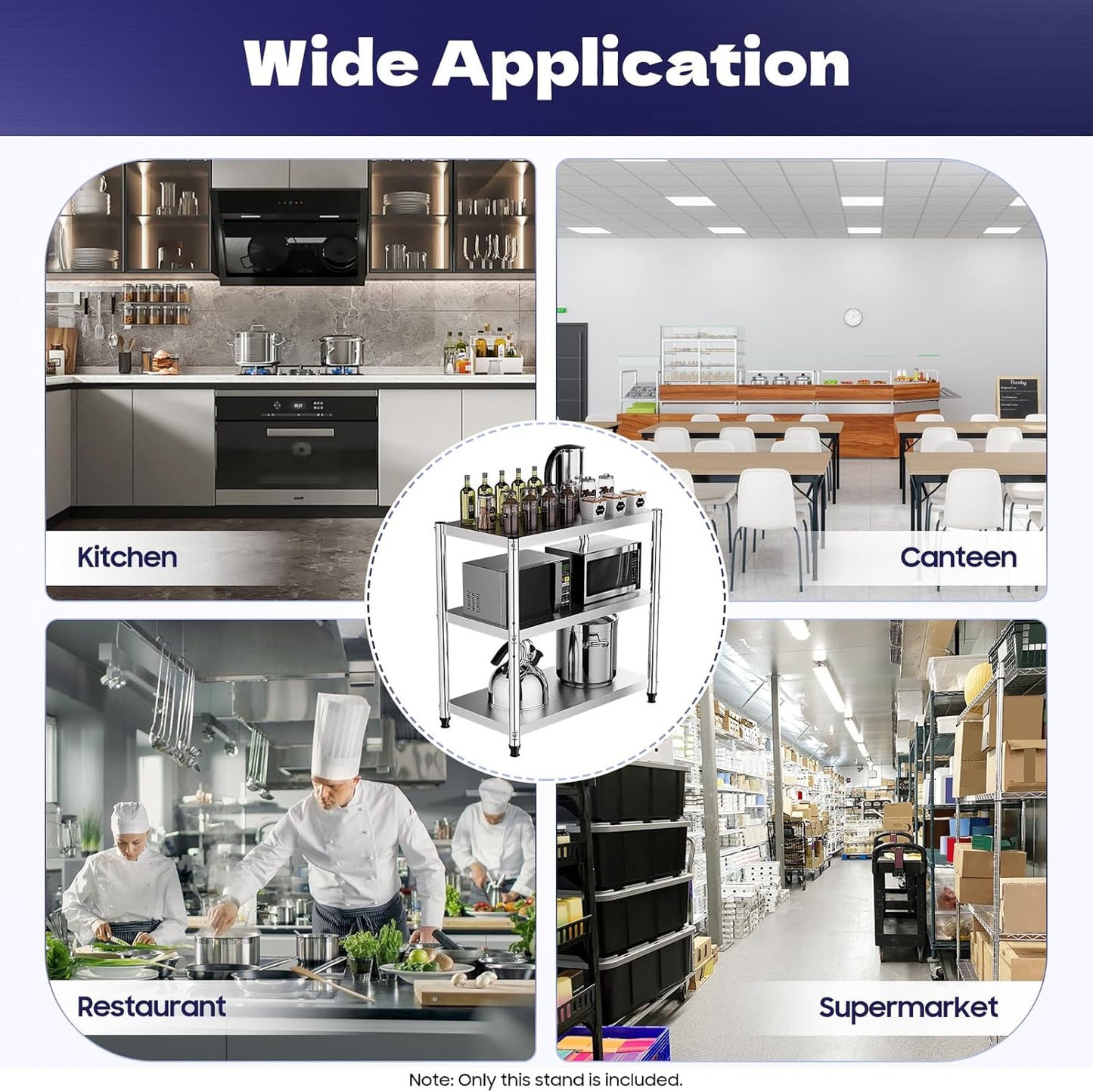 3‑Tier Steel Shelf 90×40 cm