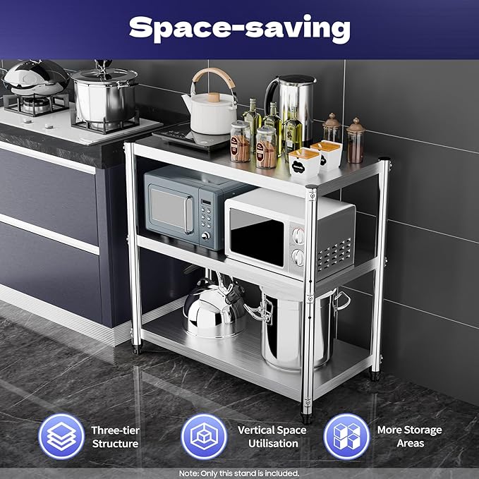 3‑Tier Steel Shelf 90×40 cm