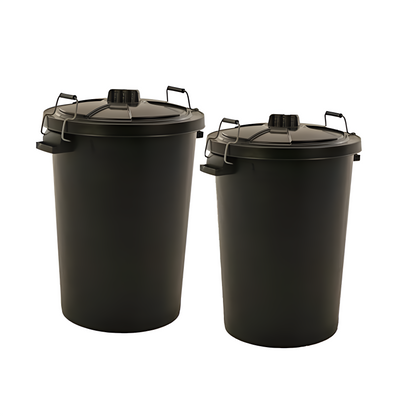2-Pack Garden Dustbins 90L Black