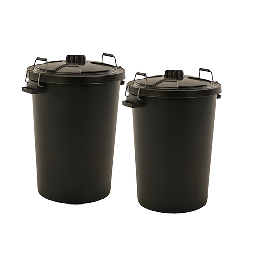 2-Pack Garden Dustbins 90L Black