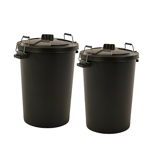 2-Pack Garden Dustbins 90L Black